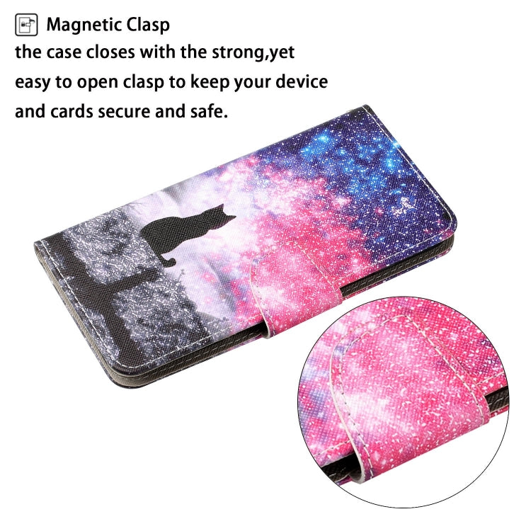 For Samsung Galaxy S25 Ultra 5G Colored Drawing Pattern Leather Phone Case(Star Sky Cat) - Galaxy S25 Ultra 5G Cases by PMC Jewellery | Online Shopping South Africa | PMC Jewellery | Buy Now Pay Later Mobicred