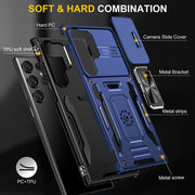 For Samsung Galaxy S25 Ultra 5G Armor PC Hybrid TPU Camera Shield Phone Case(Navy Blue)