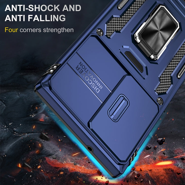 For Samsung Galaxy S25 Ultra 5G Armor PC Hybrid TPU Camera Shield Phone Case(Navy Blue)