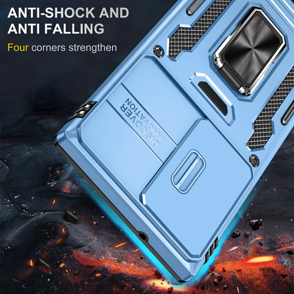 For Samsung Galaxy S25 Ultra 5G Armor PC Hybrid TPU Camera Shield Phone Case(Light Blue)