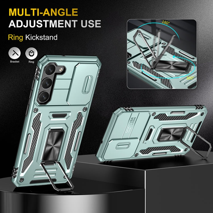 For Samsung Galaxy S25+ 5G Armor PC Hybrid TPU Camera Shield Phone Case(Alpine Green)