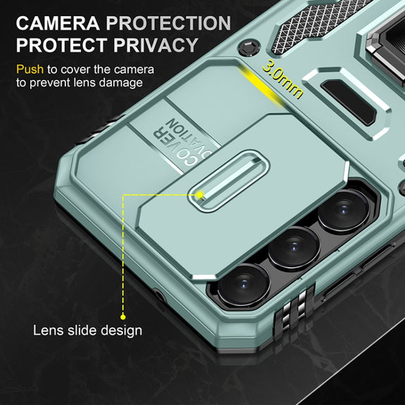 For Samsung Galaxy S25+ 5G Armor PC Hybrid TPU Camera Shield Phone Case(Alpine Green)