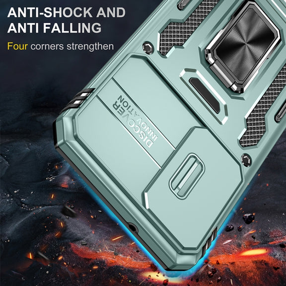 For Samsung Galaxy S25+ 5G Armor PC Hybrid TPU Camera Shield Phone Case(Alpine Green)