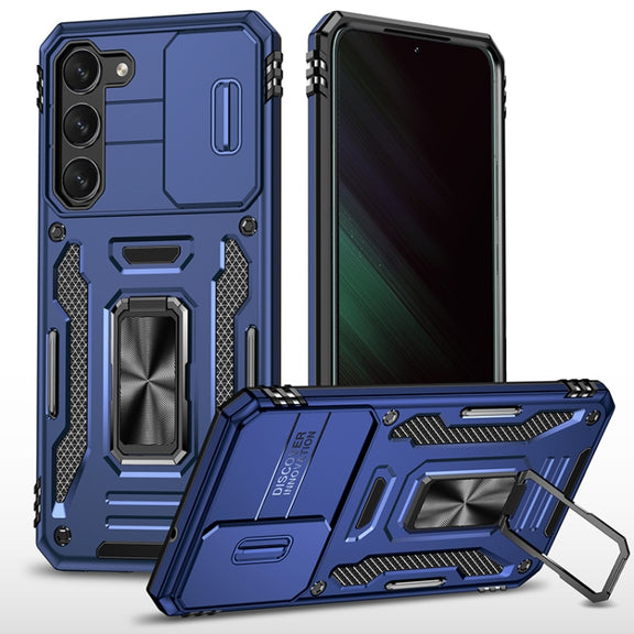 For Samsung Galaxy S25+ 5G Armor PC Hybrid TPU Camera Shield Phone Case(Navy Blue)