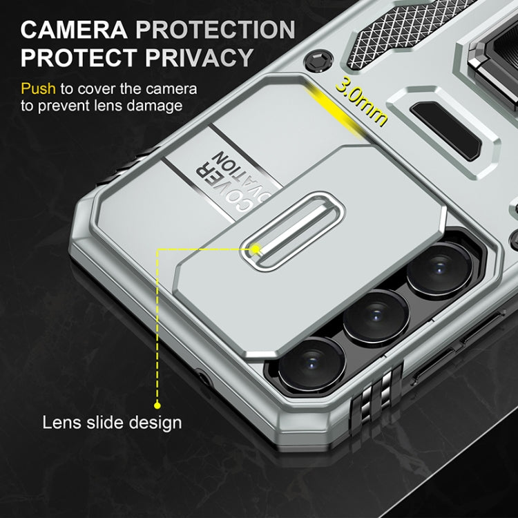 For Samsung Galaxy S25+ 5G Armor PC Hybrid TPU Camera Shield Phone Case(Grey)