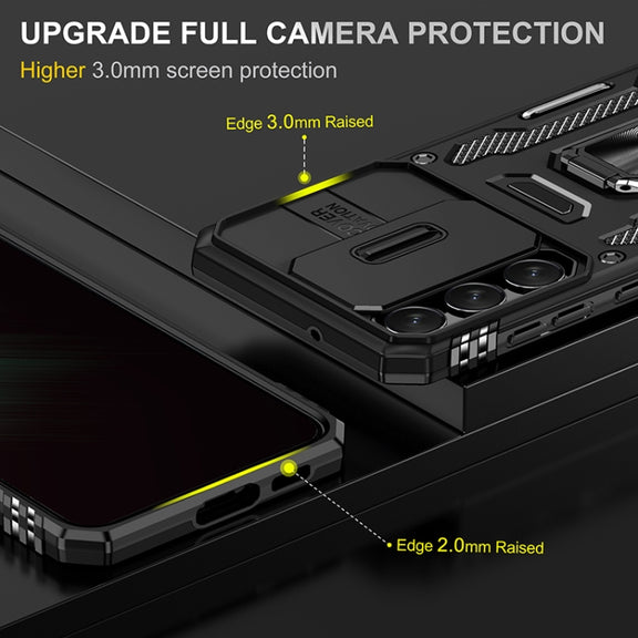 For Samsung Galaxy S25 5G Armor PC Hybrid TPU Camera Shield Phone Case(Black)