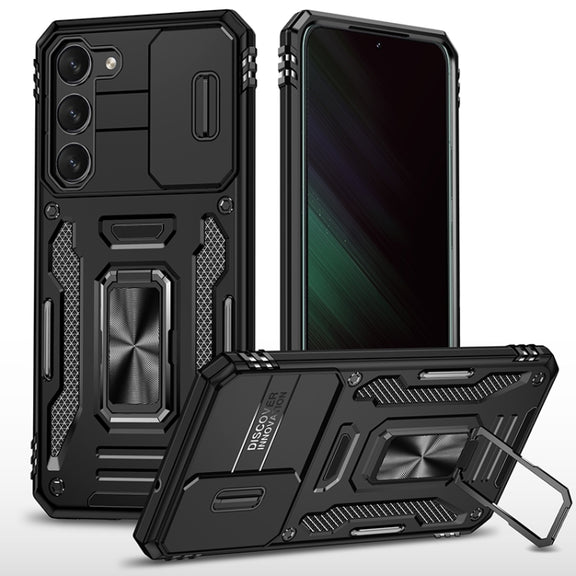 For Samsung Galaxy S25 5G Armor PC Hybrid TPU Camera Shield Phone Case(Black)