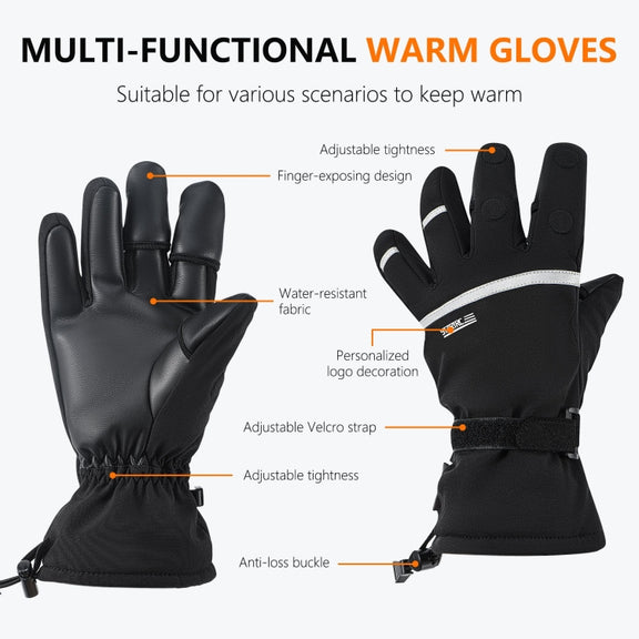 STARTRC Universal Drone Remote Control Photography Gloves Winter Warm Gloves, Size:L(Black)
