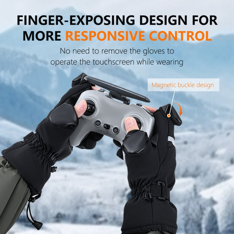 STARTRC Universal Drone Remote Control Photography Gloves Winter Warm Gloves, Size:L(Black)