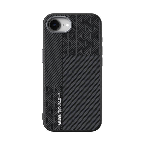 For iPhone 16e ABEEL 6D Micro Relief MagSafe Magnetic Phone Case(Carbon Fiber Black)