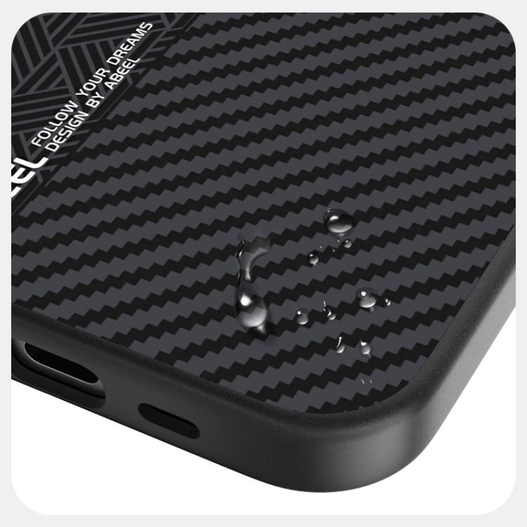 For iPhone 16e ABEEL 6D Micro Relief MagSafe Magnetic Phone Case(Carbon Fiber Black)