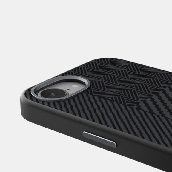 For iPhone 16e ABEEL 6D Micro Relief MagSafe Magnetic Phone Case(Carbon Fiber Black)