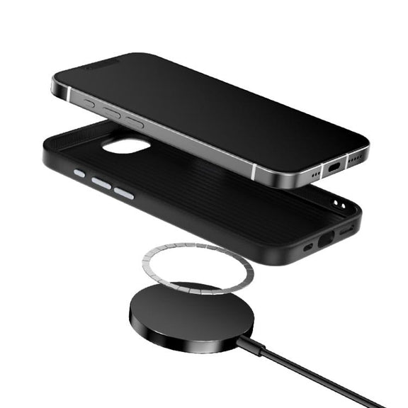 For iPhone 16e ABEEL 6D Micro Relief MagSafe Magnetic Phone Case(Carbon Fiber Black)