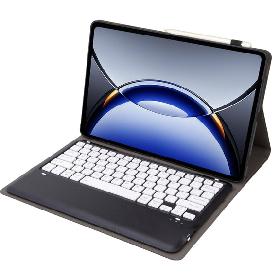 For OPPO Pad 3 12.1inch OP15-A TPU Ultra-thin Detachable Bluetooth Keyboard Leather Case with Touchpad(Black + White)