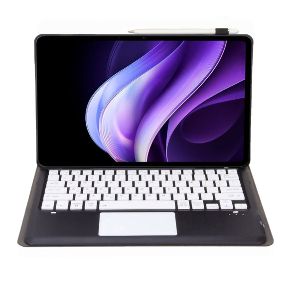 For vivo Pad3 12.1 inch AV10-A TPU Ultra-thin Detachable Bluetooth Keyboard Leather Case with Touchpad(Black + White)