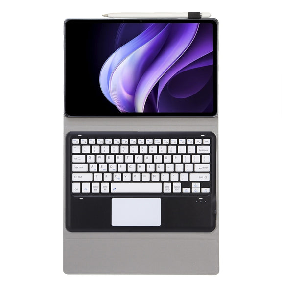 For vivo Pad3 12.1 inch AV10-A TPU Ultra-thin Detachable Bluetooth Keyboard Leather Case with Touchpad(Black + White)