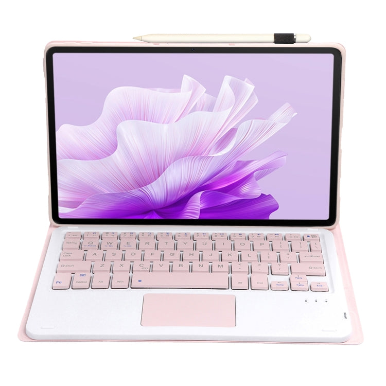 For Honor Pad X9 / X8 Pro 11.5 AH15-A Ultra-thin Detachable Bluetooth Keyboard Leather Tablet Case with Touchpad(Pink White)