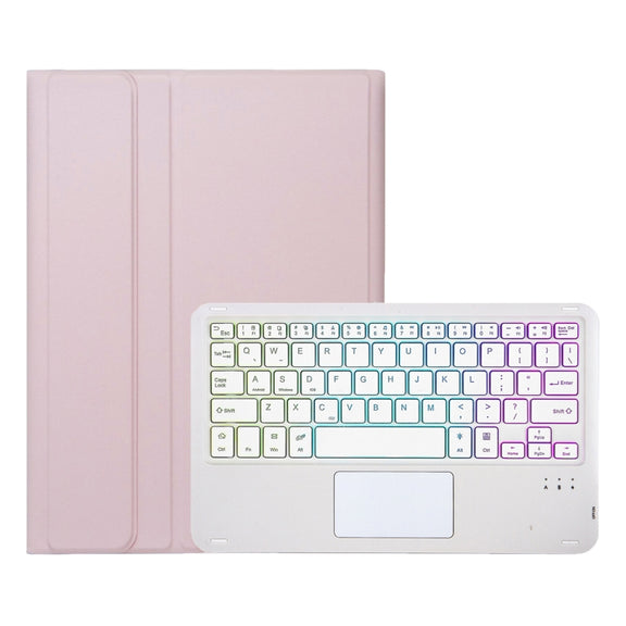 For Huawei MatePad SE 10.4 AH13-AS Ultra-thin Detachable Backlight Bluetooth Keyboard Leather Tablet Case with Touchpad(Pink White)