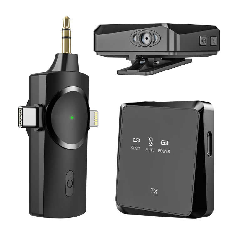 AP009 Wireless One to Two Lavalier Microphone with 3 in 1 Receiver(Black) - Microphone by PMC TechLife | Online Shopping South Africa | PMC TechLife | Buy Now Pay Later Mobicred