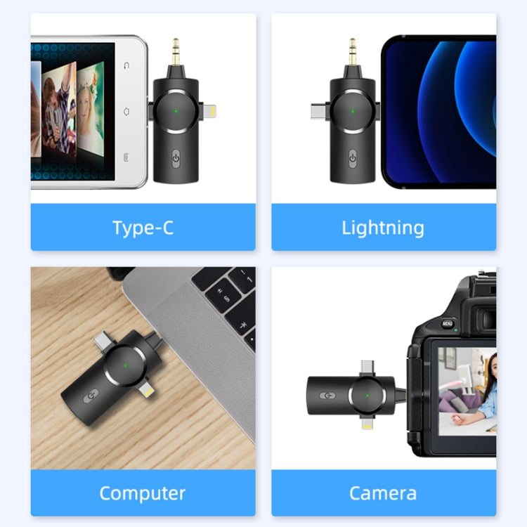 AP009 Wireless One to Two Lavalier Microphone with 3 in 1 Receiver(Black) - Microphone by PMC TechLife | Online Shopping South Africa | PMC TechLife | Buy Now Pay Later Mobicred