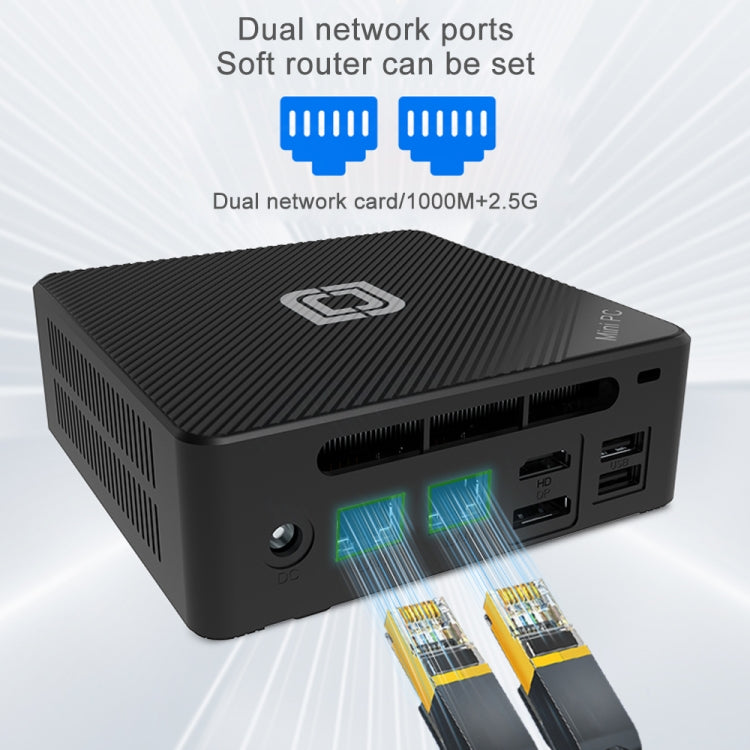 Jumper N100 Pro II Mini PC, Intel 12th Generation Alder Lake-N N100 Quad-core Dual RJ45, RAM: 8GB, ROM: 256GB(EU Plug)