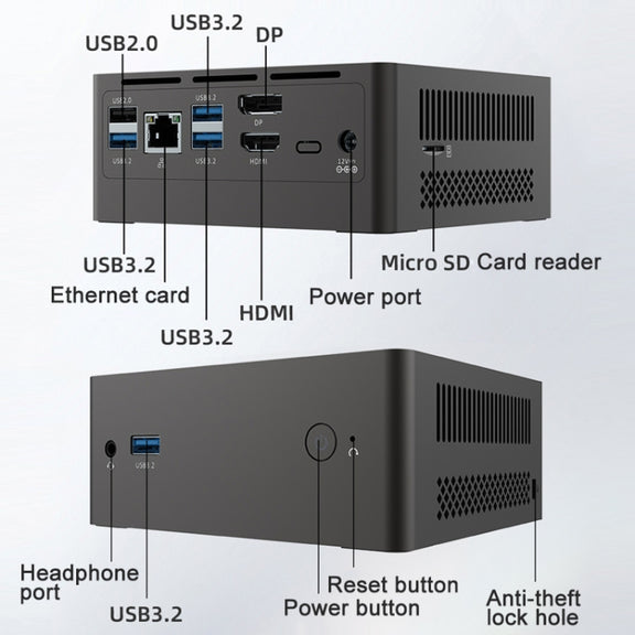 Jumper N305Hi Mini PC, Intel Alder Lake-N i3-N305 Octa-core 3.8GHz, RAM: 16GB, ROM: 512GB(US Plug)