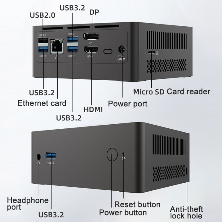Jumper N305Hi Mini PC, Intel Alder Lake-N i3-N305 Octa-core 3.8GHz, RAM: 16GB, ROM: 512GB(US Plug)