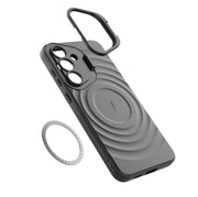 For Samsung Galaxy S25+ 5G Lens Frame Bracket Corrugated MagSafe Phone Case(Red)
