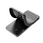 For Samsung Galaxy S25+ 5G Lens Frame Bracket Corrugated MagSafe Phone Case(Red)