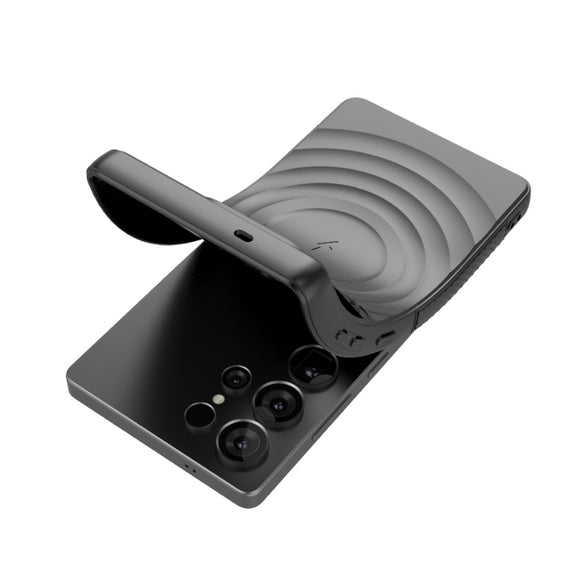 For Samsung Galaxy S25 Ultra 5G Lens Frame Bracket Corrugated MagSafe Phone Case(Dark Blue)