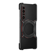 For Sony Xperia 1 IV Mechanical Arm Borderless MagSafe Holder Metal Phone Case(Black Red)