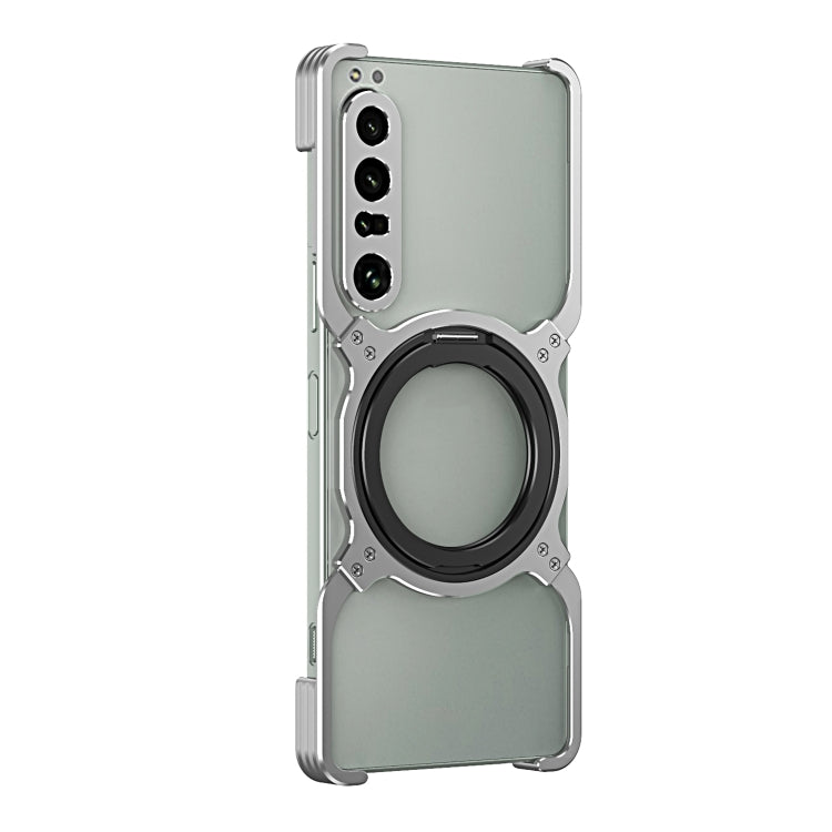 For Sony Xperia 1 IV Mechanical Arm Borderless MagSafe Holder Metal Phone Case(Silver) - Sony Cases by PMC TechLife | Online Shopping South Africa | PMC TechLife | Buy Now Pay Later Mobicred