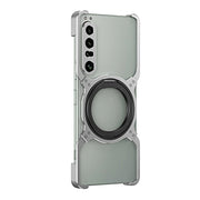 For Sony Xperia 1 IV Mechanical Arm Borderless MagSafe Holder Metal Phone Case(Silver)