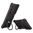For Sony Xperia 1 V Mechanical Arm Borderless MagSafe Holder Metal Phone Case(Black Red) - Sony Cases by PMC TechLife | Online Shopping South Africa | PMC TechLife | Buy Now Pay Later Mobicred