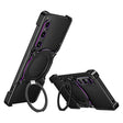 For Sony Xperia 1 V Mechanical Arm Borderless MagSafe Holder Metal Phone Case(Black Purple) - Sony Cases by PMC TechLife | Online Shopping South Africa | PMC TechLife | Buy Now Pay Later Mobicred