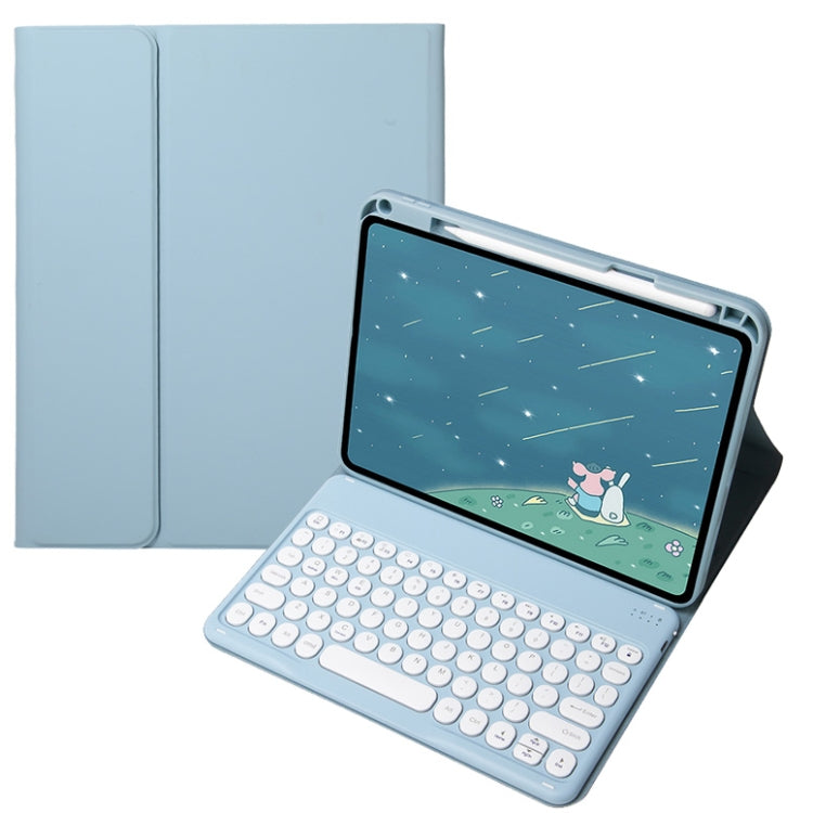 For Infinix Xpad 11 inch Candy Color Round Keys Bluetooth Keyboard Leather Case(Misty Blue) - free shipping - PMC Jewellery - Order now!