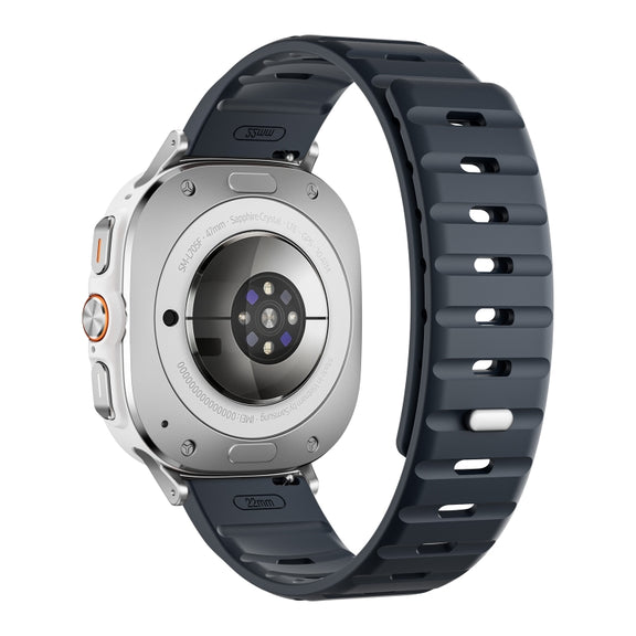 For Samsung Galaxy Watch Ultra 47mm Magnetic Silicone Watch Band(Midnight Color+Silver)