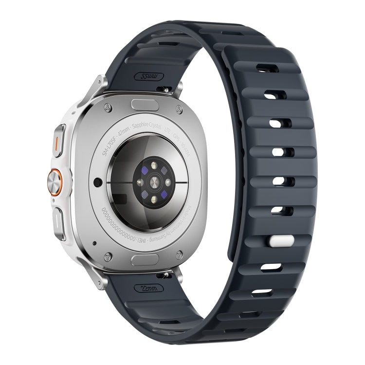 For Samsung Galaxy Watch Ultra 47mm Magnetic Silicone Watch Band(Midnight Color+Silver)