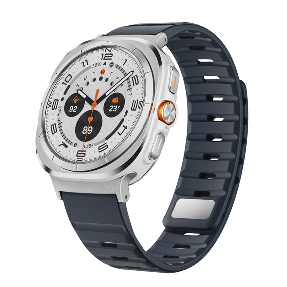 For Samsung Galaxy Watch Ultra 47mm Magnetic Silicone Watch Band(Midnight Color+Silver)