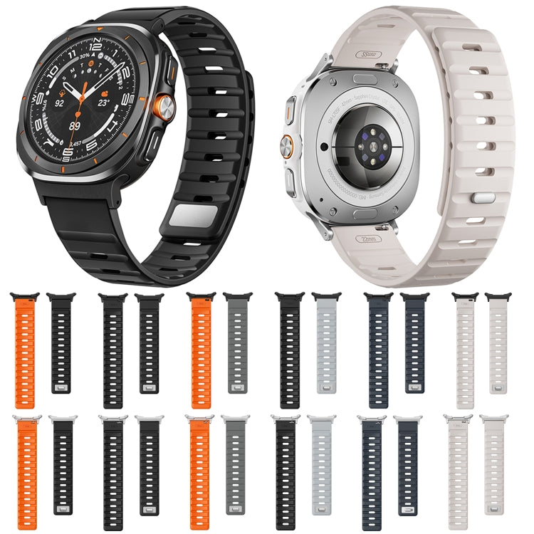 For Samsung Galaxy Watch Ultra 47mm Magnetic Silicone Watch Band(Midnight Color+Silver)
