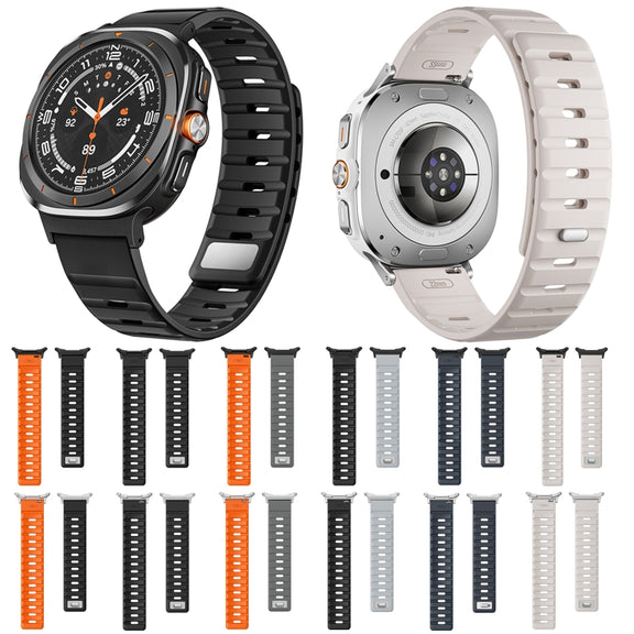 For Samsung Galaxy Watch Ultra 47mm / Ultra 2025 Magnetic Silicone Watch Band(Black+Silver)