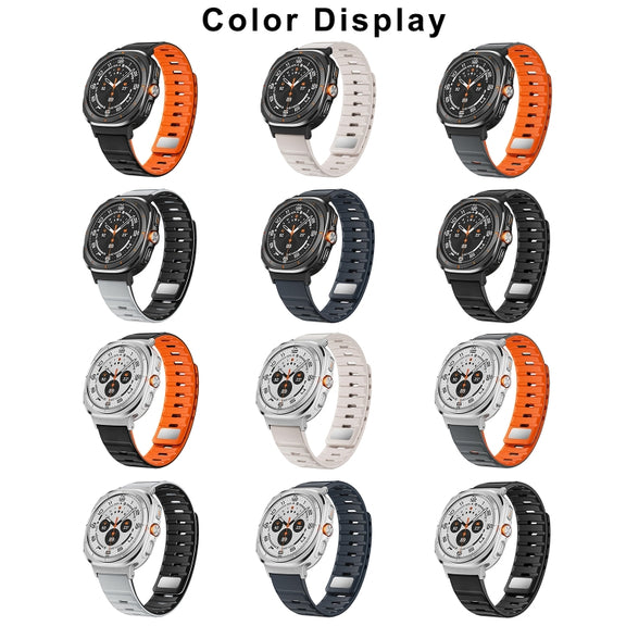 For Samsung Galaxy Watch Ultra 47mm Magnetic Silicone Watch Band(Midnight Color+Silver)