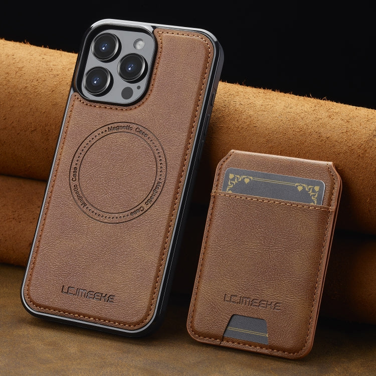 For iPhone 16 Pro Max LC.IMEEKE L3 Series Detachable RFID Card Bag Magsafe Phone Case(Brown) - iPhone 16 Pro Max Cases by LC.IMEEKE | Online Shopping South Africa | PMC Jewellery | Buy Now Pay Later Mobicred