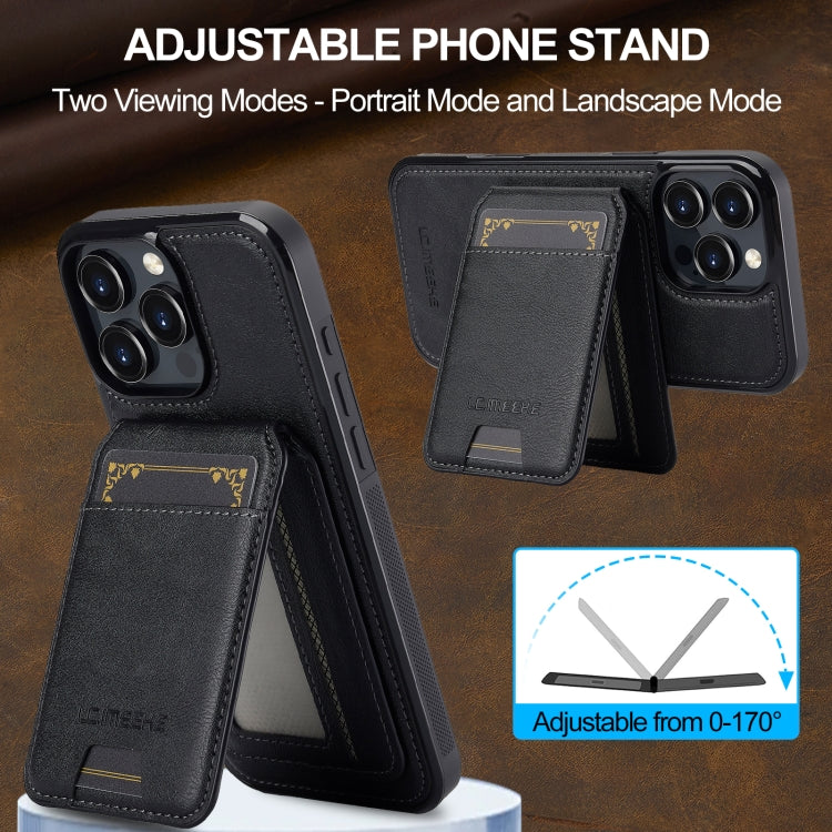 For iPhone 16 Pro LC.IMEEKE L3 Series Detachable RFID Card Bag Magsafe Phone Case(Black)