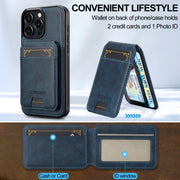 For iPhone 16 Pro LC.IMEEKE L3 Series Detachable RFID Card Bag Magsafe Phone Case(Blue)