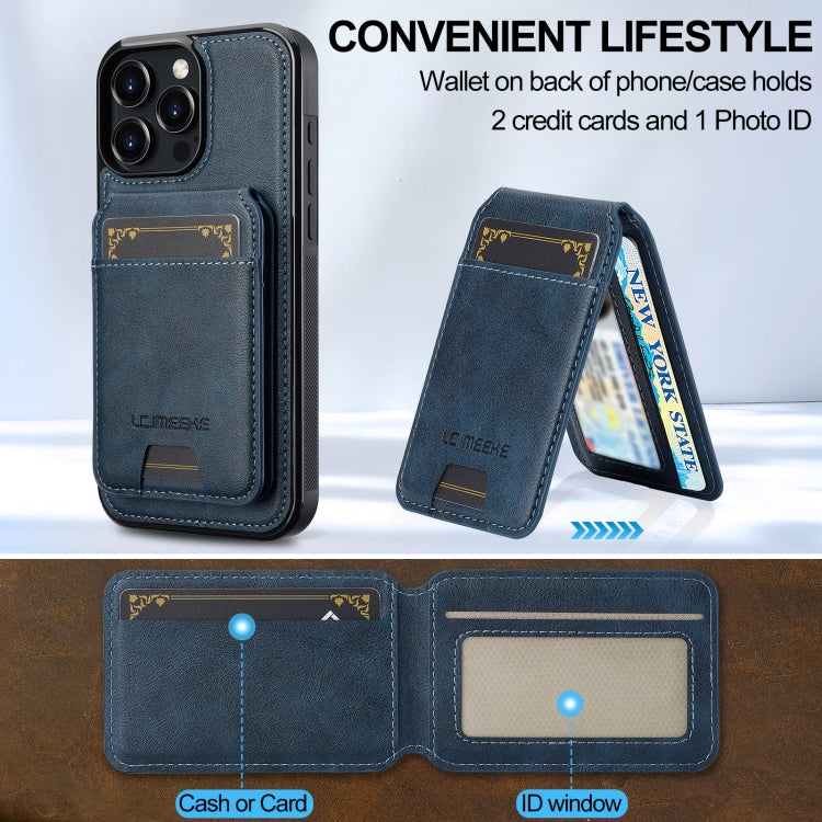 For iPhone 16 Pro LC.IMEEKE L3 Series Detachable RFID Card Bag Magsafe Phone Case(Blue)