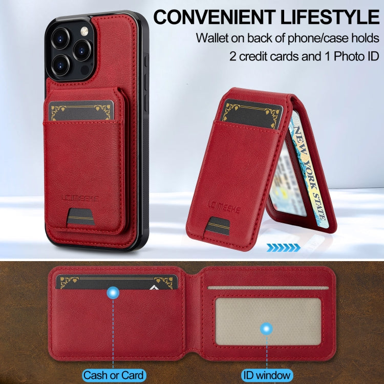 For iPhone 16 Pro LC.IMEEKE L3 Series Detachable RFID Card Bag Magsafe Phone Case(Red)