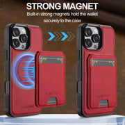For iPhone 16 Pro LC.IMEEKE L3 Series Detachable RFID Card Bag Magsafe Phone Case(Red)