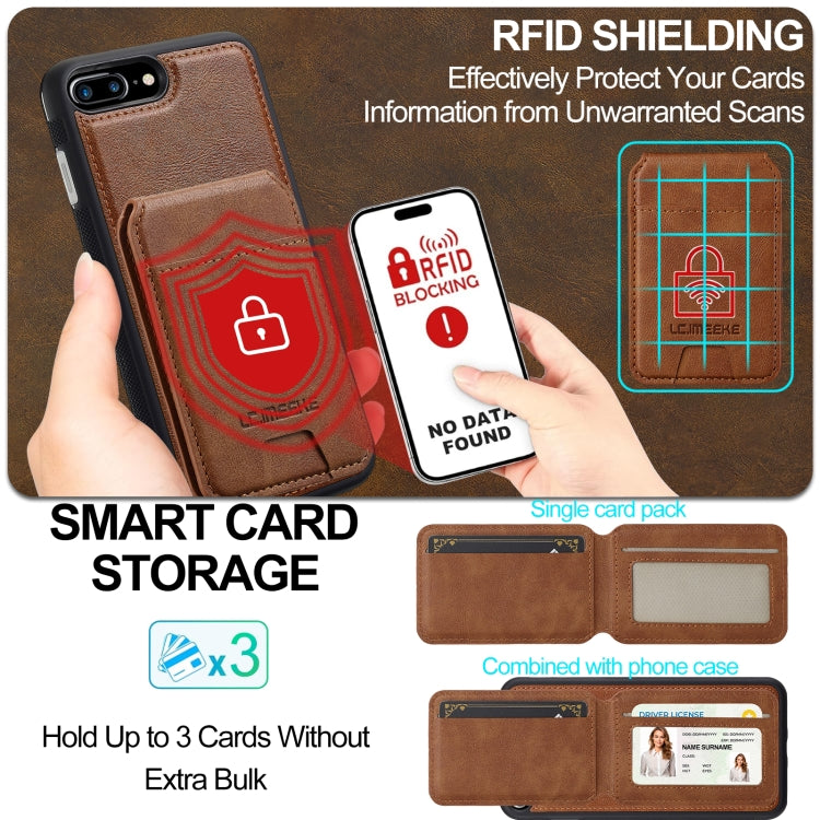 For iPhone 16e LC.IMEEKE L3 Series Detachable RFID Card Bag Magsafe Phone Case(Brown) - iPhone 16e Cases by LC.IMEEKE | Online Shopping South Africa | PMC TechLife | Buy Now Pay Later Mobicred