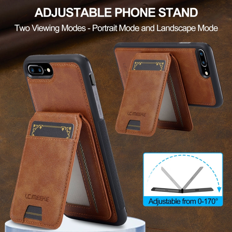 For iPhone 16e LC.IMEEKE L3 Series Detachable RFID Card Bag Magsafe Phone Case(Brown) - iPhone 16e Cases by LC.IMEEKE | Online Shopping South Africa | PMC TechLife | Buy Now Pay Later Mobicred